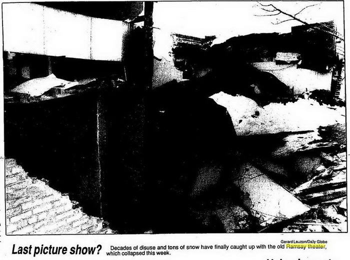 Ramsay Theatre - March 8 1990 Excess Snow Collapses Old Ramsay Building